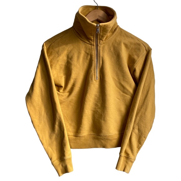 Aritzia The Group by Babaton Quarter Zip Cropped Sweater Mustard Yellow - XXS - Picture 1 of 6